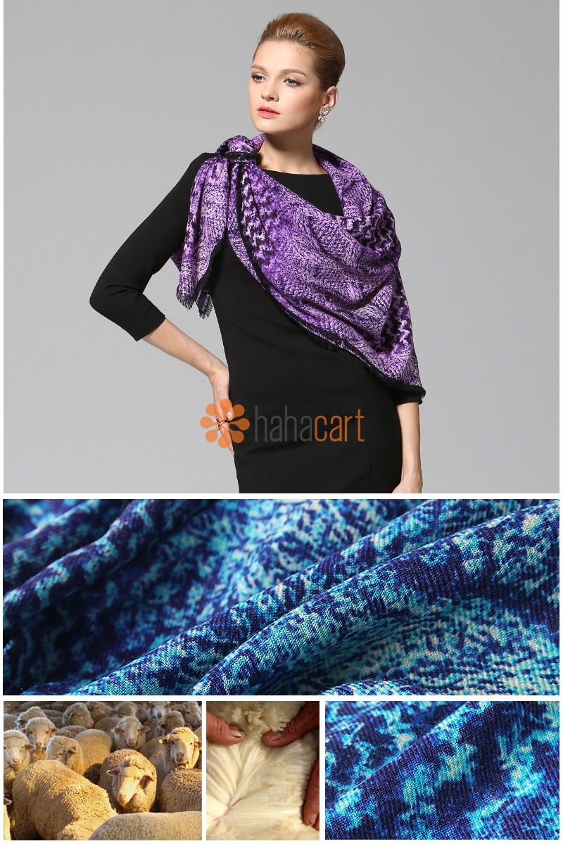 Women's Scarf 100% Wool Material 130*130cm Spring Fall Winter Shawl ...